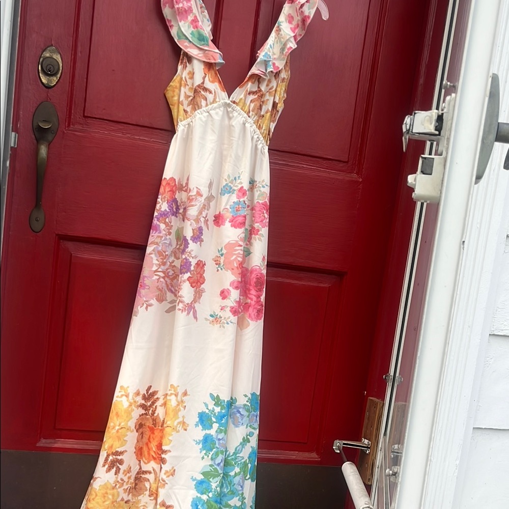 Floral Sleeveless Dress with Ruffled Straps